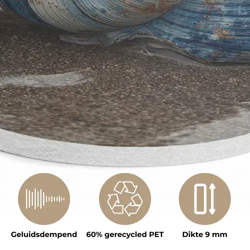 Schelp - Strand - Blauw - Zee Akoestische PET Vilt - Rond klein -closeup_NL
