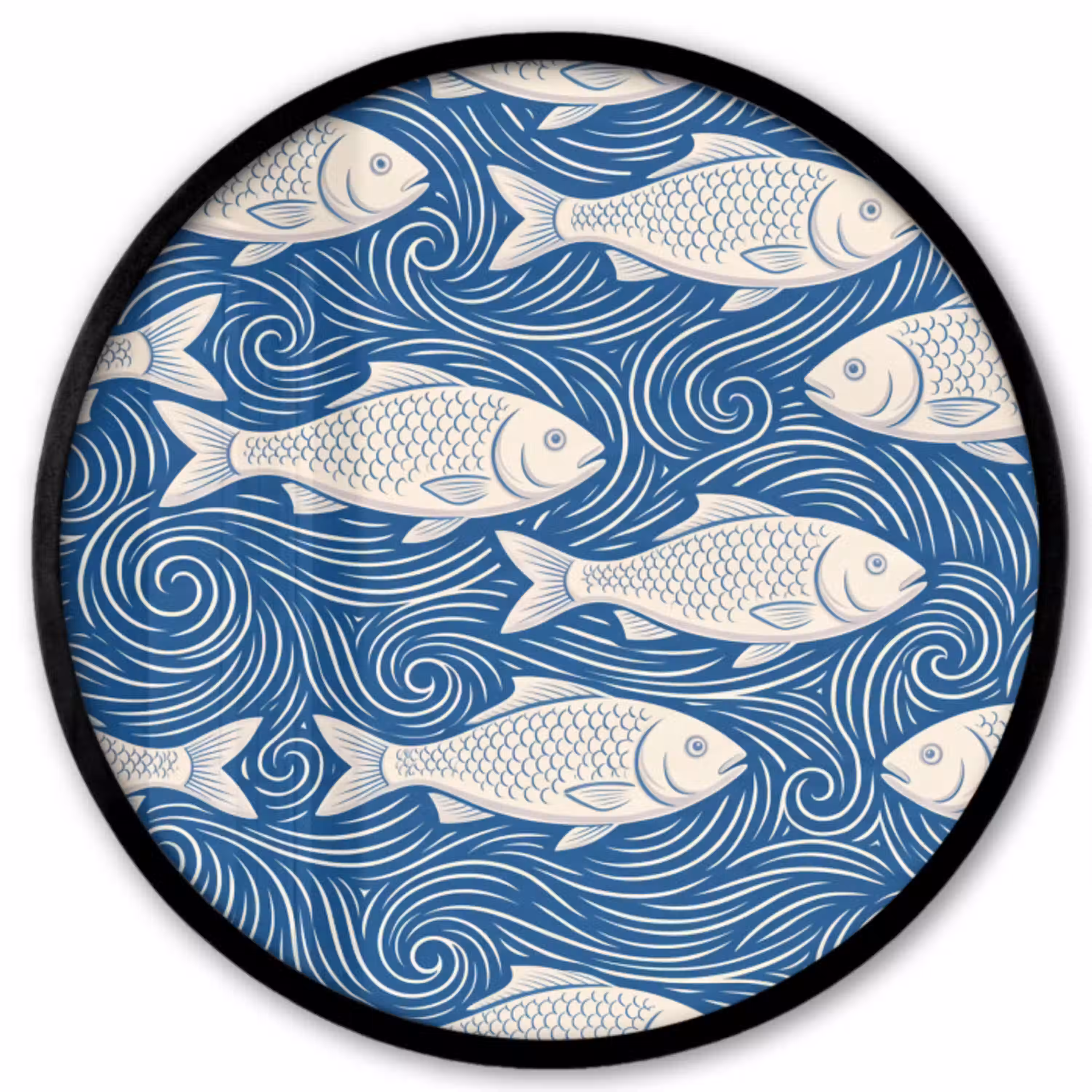 Vis - Water - Patroon - Grafisch - Blauw Fotolijst rond zonder passe partout klein -3d