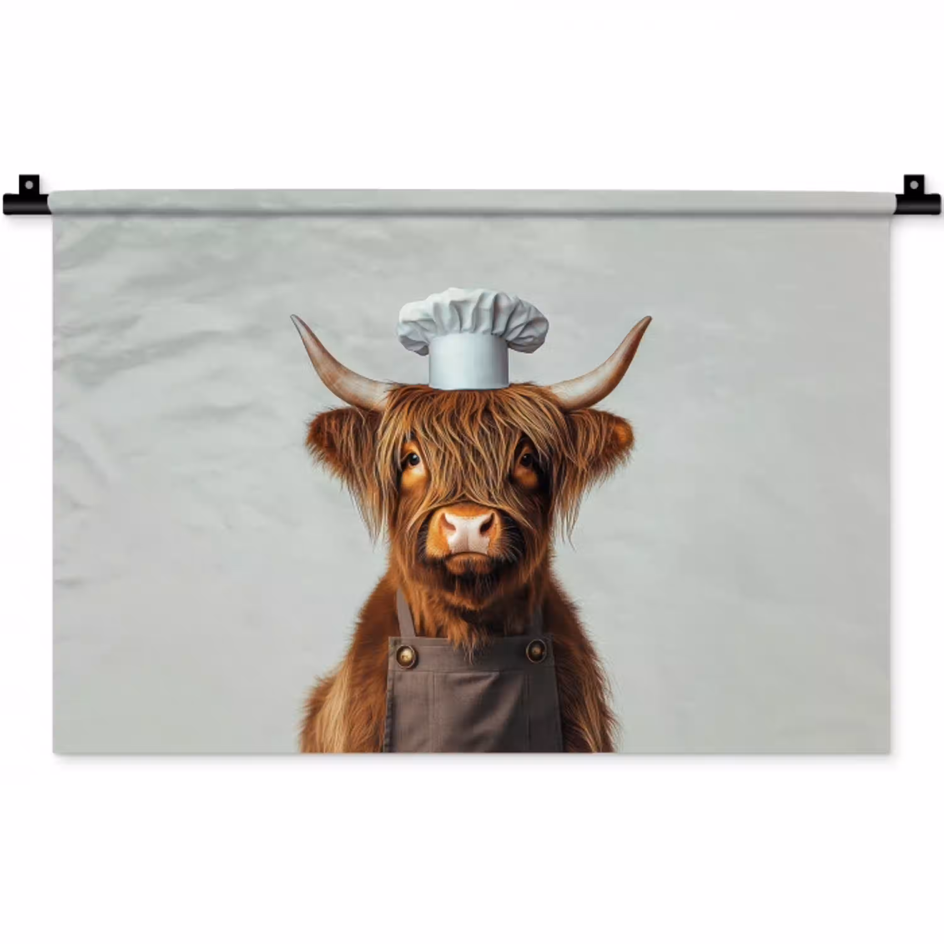 Schotse Hooglander - Bruin - Hoorns - Kokskleding Wandkleed katoen klein -zz3d