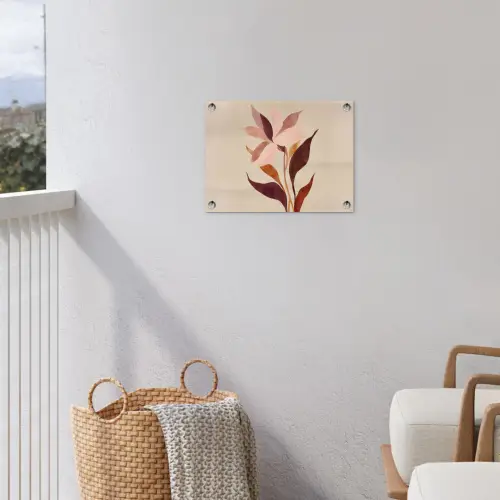 Bloemen - Blaadjes - Minimalistisch - Roze tuinposter los doek klein -sfeer8
