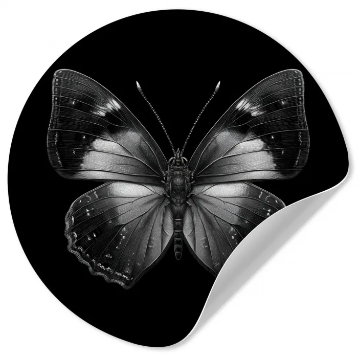 Vlinder - Grijs - Mysterieus Wandcirkel behangsticker klein -3d