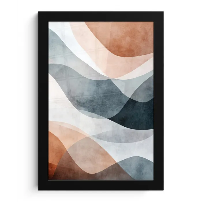 Abstract - Golven - Blauw fotolijst zwart zonder passe partout klein -3d