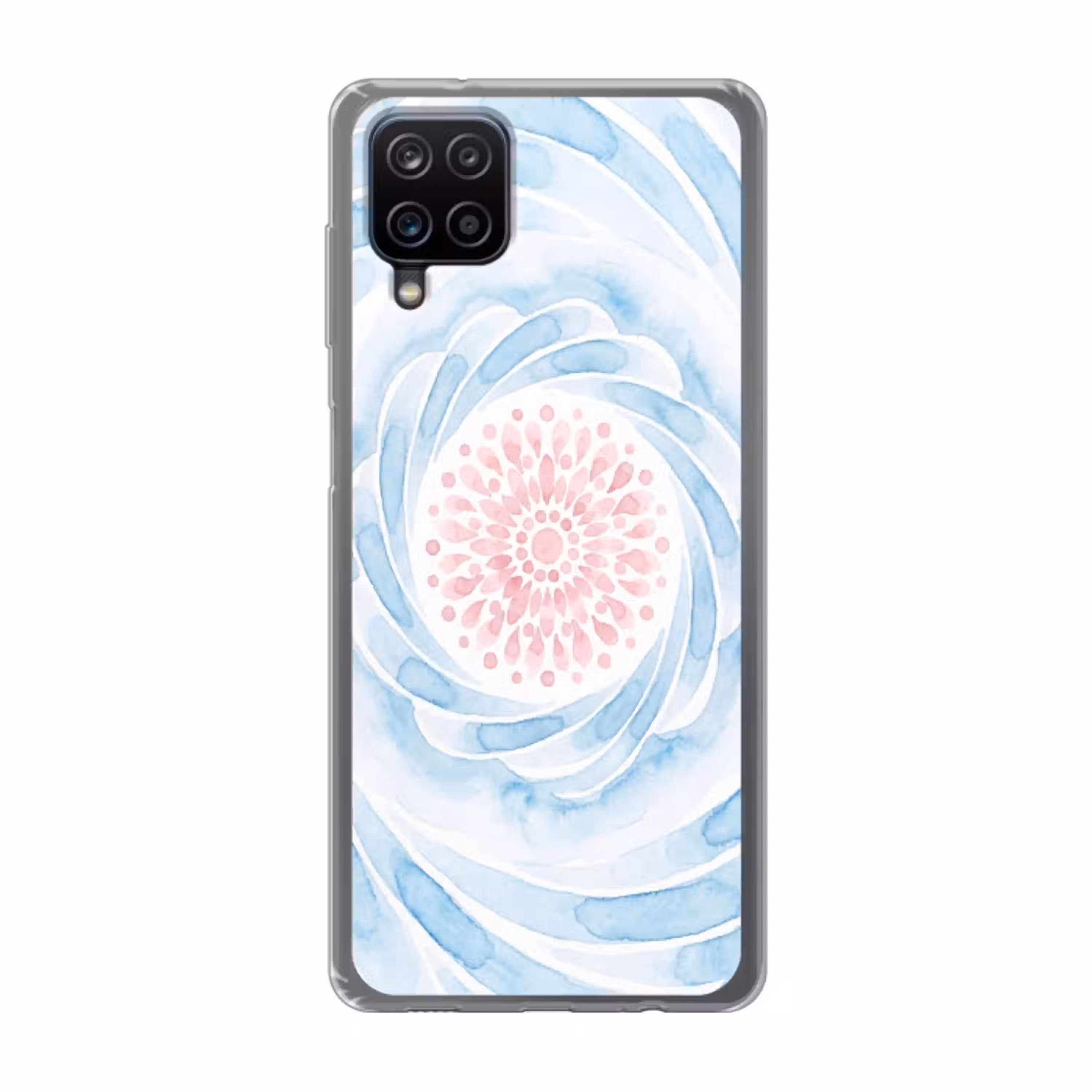 Abstract - Bloemvorm - Aquarel - Roze - Blauw Telefoonhoesje Samsung Galaxy A12 klein -3d
