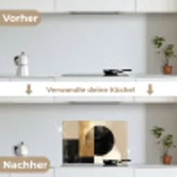 Abstract - Goud - Zwart - Kunst keuken achterwand spatscherm klein -voor_na_DE