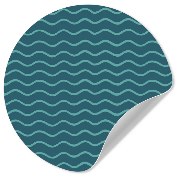 Zee - Dieren - Donkerblauw - Golf Wandcirkel behangsticker klein 186 -3d