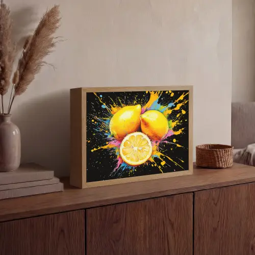 Citroen - Graffiti - Kleurrijk - Verf - Modern Light Box met batterij (Wandlamp) middel -sfeer2