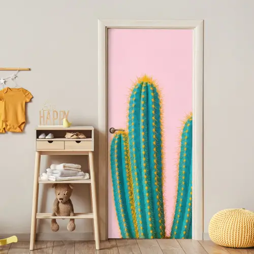 Cactussen - Modern - Pastel deurposter klein -sfeer4