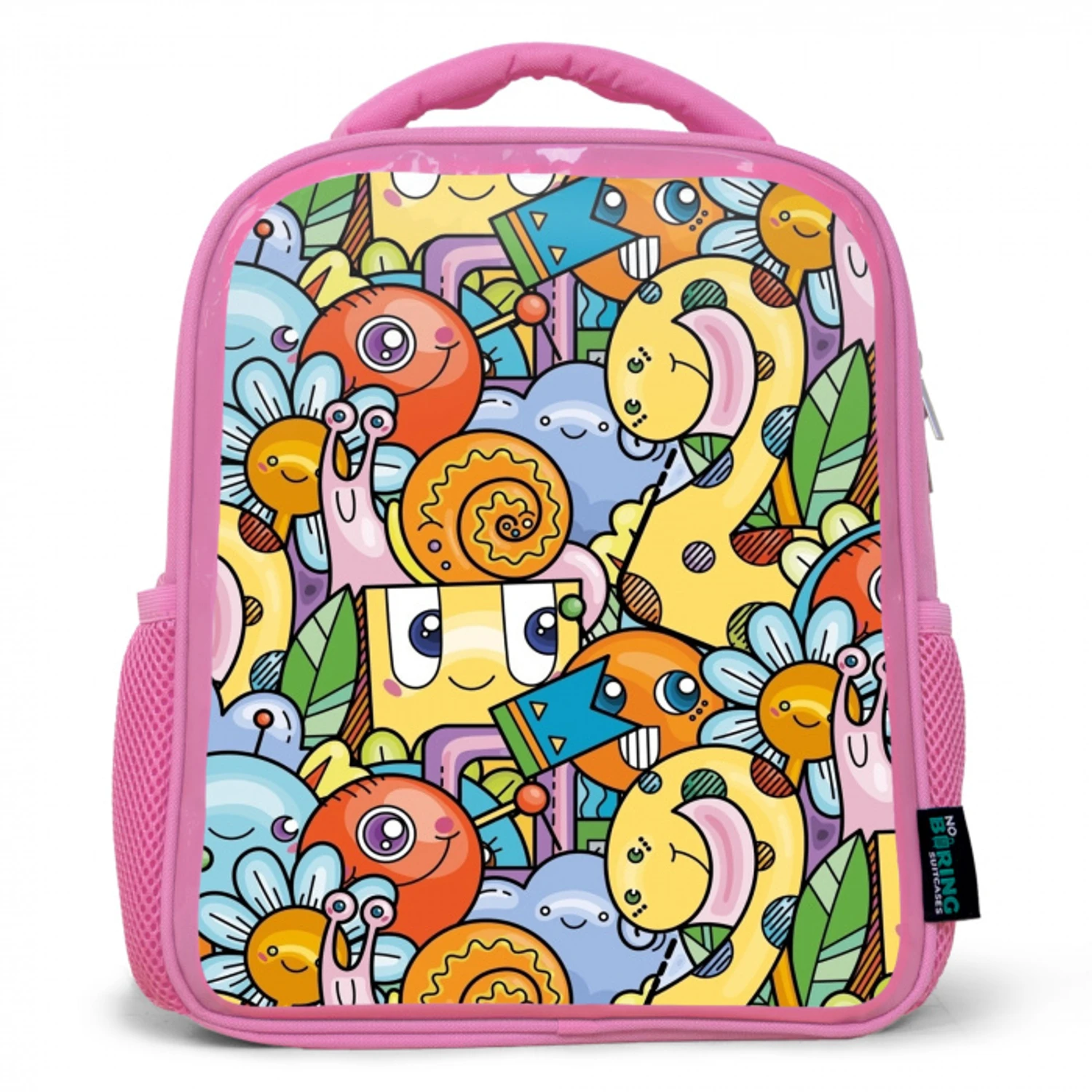 Monster met Stippen Kinderrugzak - Roze middel -3d