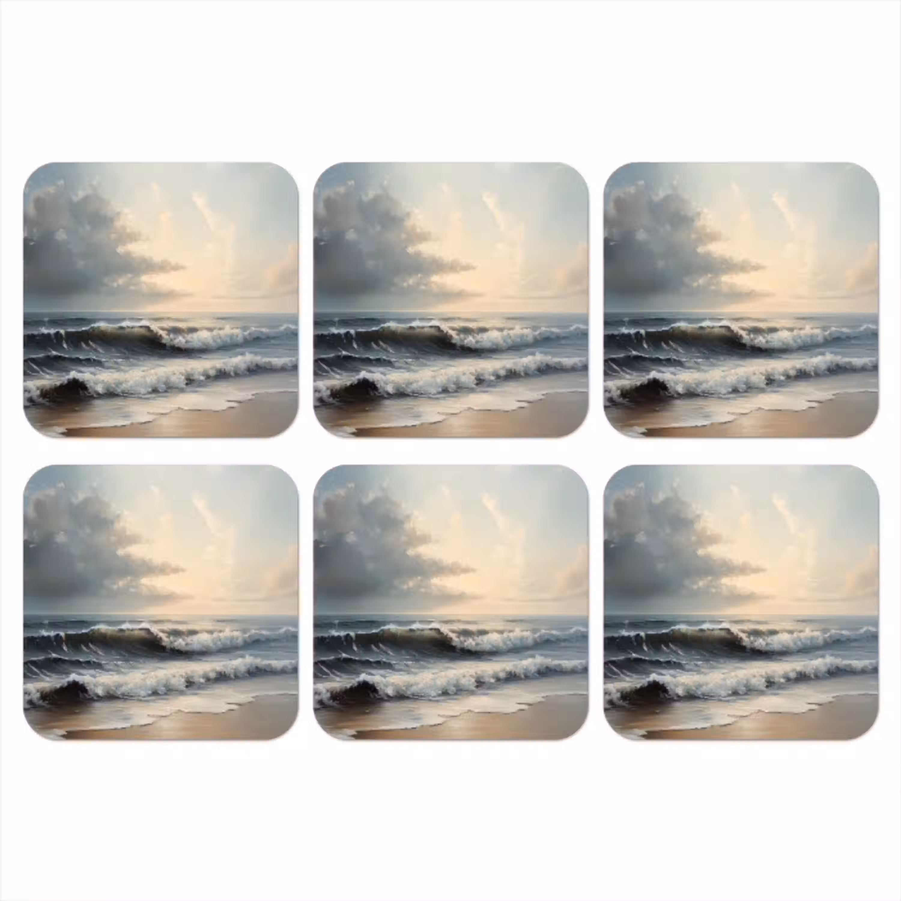 Strand - Zee - Zonsondergang onderzetter kurk middel -3d