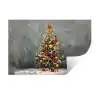 Kerstboom - Cadeaus - Rood - Goud Muursticker klein -3d