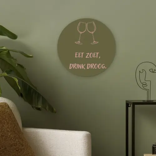 Roze - Groen - Wijn - Quote Akoestische PET Vilt - Rond klein -sfeer2