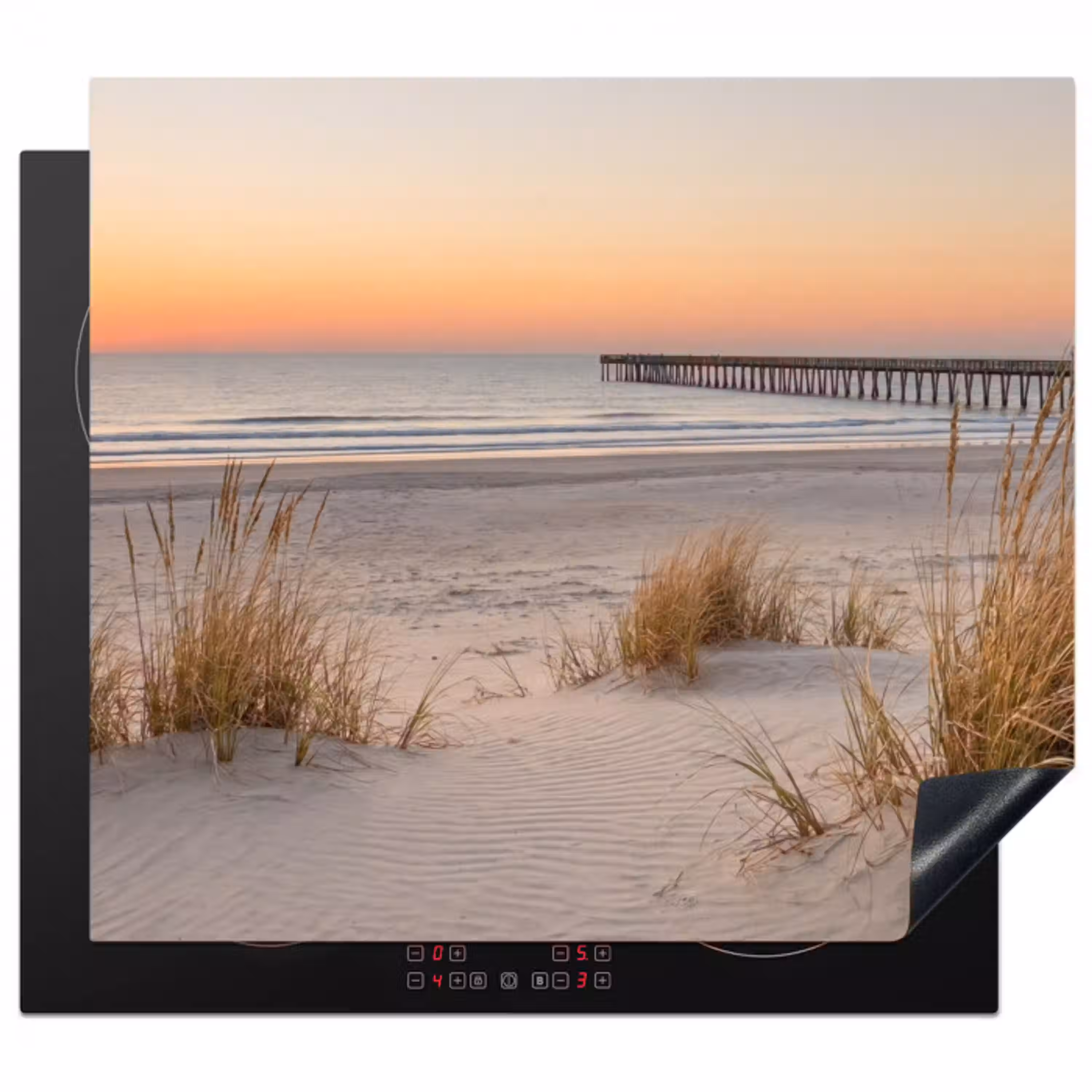Pier - Zonsondergang - Strand Inductie beschermer vinyl 3mm middel -3d