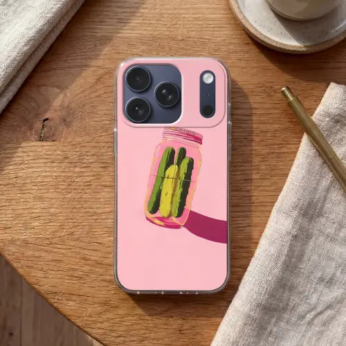 Augurken - Pot - Schaduw - Roze Telefoonhoesje iPhone 17 Pro klein -sfeer1