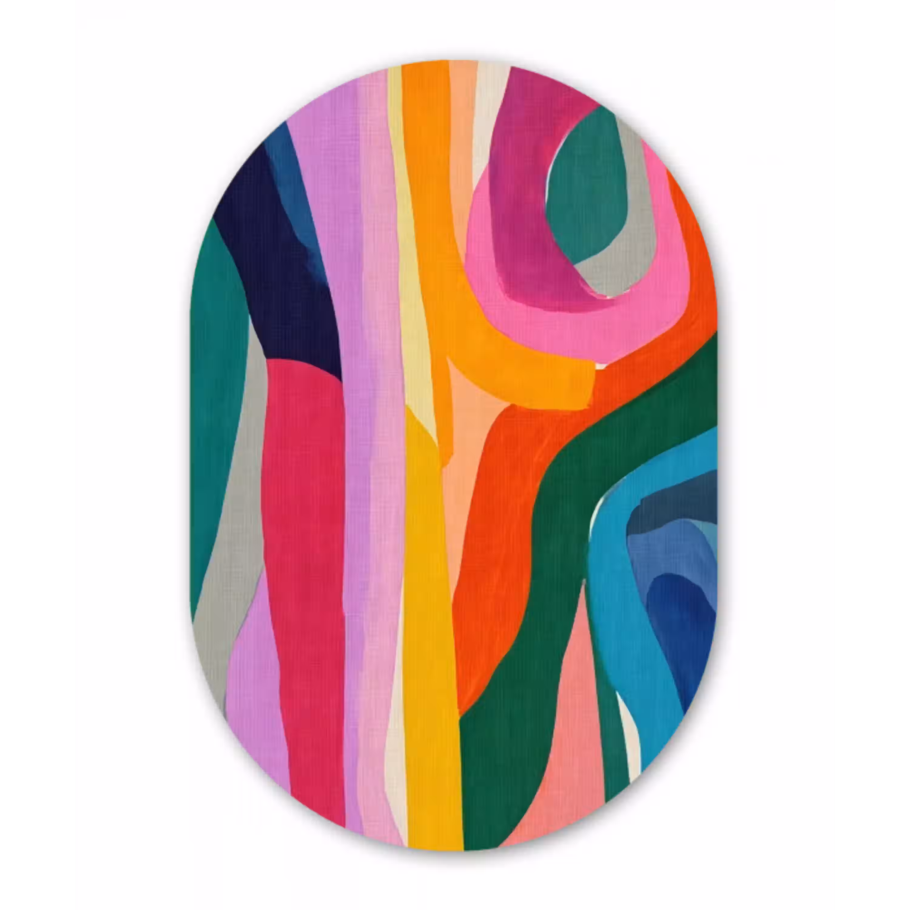 Abstract - Kleurrijk - Golven - Lijnen Wandcirkel Ovaal Glas middel -3d