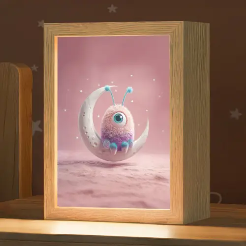 Maan - Monster - Roze Light Box met kabel klein -zzz_3d_website