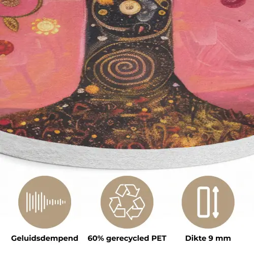 Boom - Levensboom - Roze - Goud Akoestische PET Vilt - Rond klein -closeup_NL