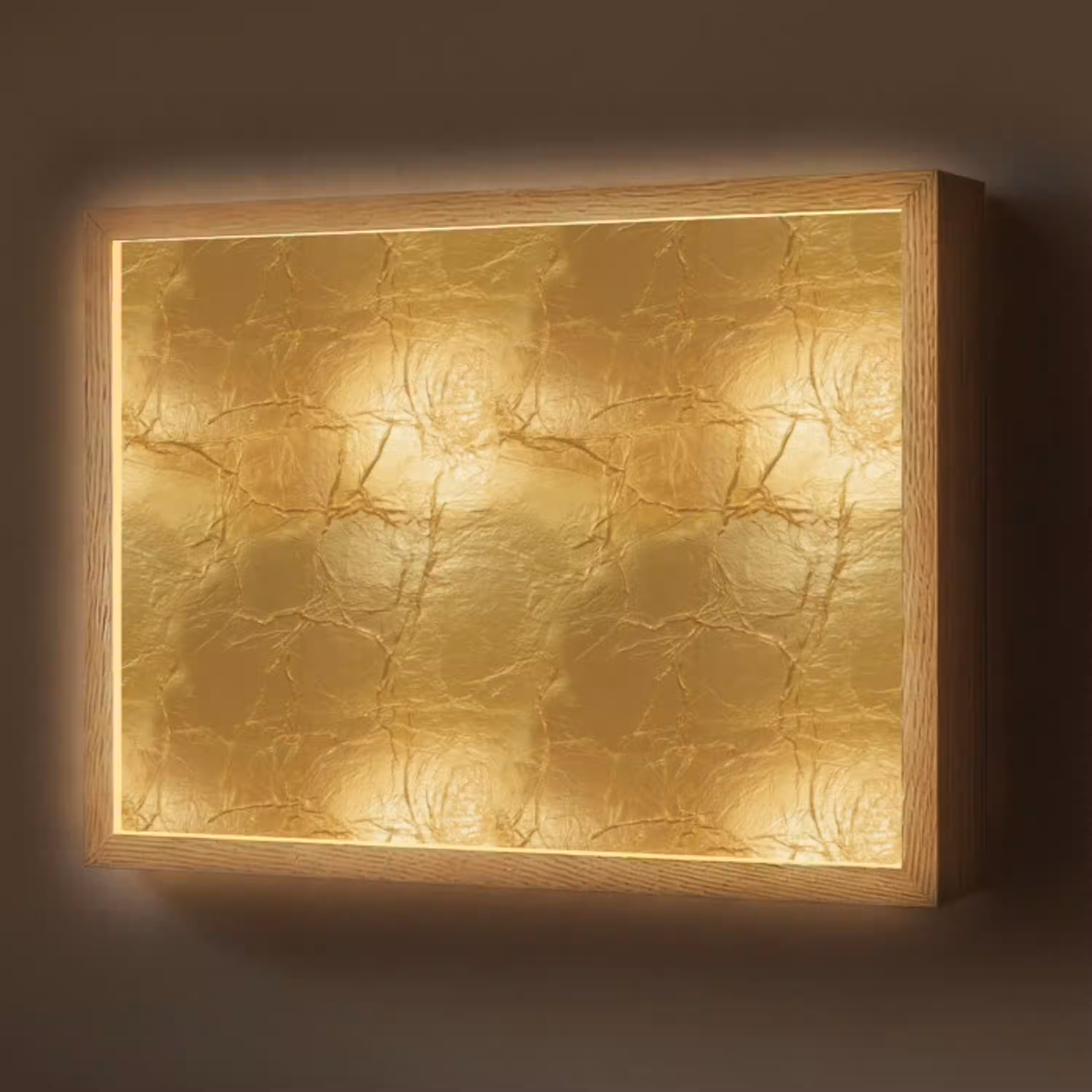 Bladgoud - Vintage - Textuur - Warm Goud Light Box met batterij (Wandlamp) middel 907 -z3d_website