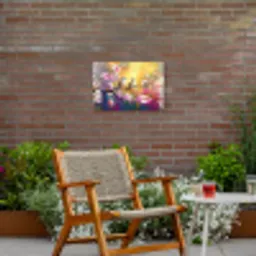 Vogels - Bloemen - Roze Tuinposter op houten frame 2 cm dik klein -sfeer3