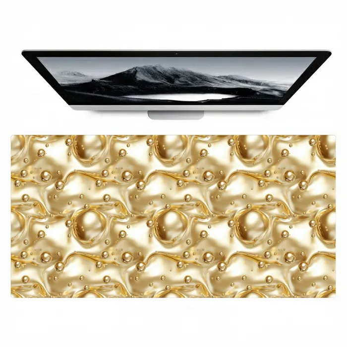 Vloeibaar - Druppels - Goud Muismat XXL klein 681 -zzz3d