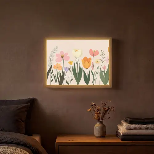 Pasteltinten - Bloemen - Illustratie Light Box met batterij (Wandlamp) middel -sfeer4