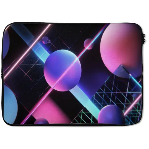 Bollen - Neon - Lijnen - Roze laptophoes neopreen klein -zkaufland3dotto