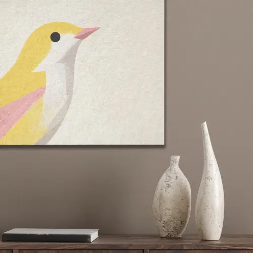 Vogel - Minimalistisch - Geel PET vilt klein -sfeer6_closeup