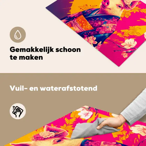 Varken - Bloemkroon - Kimono - Abstract Inductie beschemer met haakjes klein -ky-schoon-nl