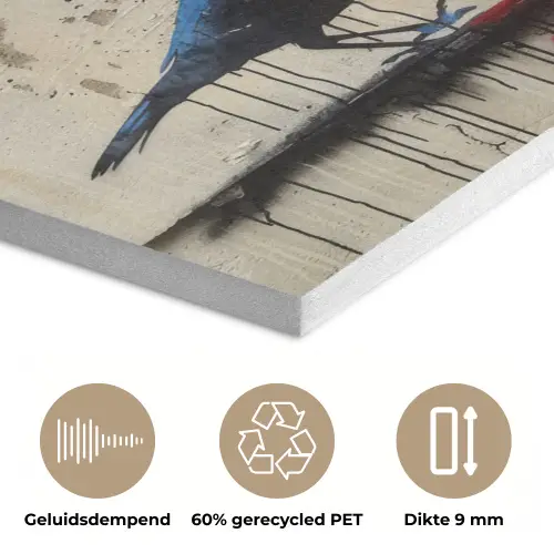 Street art - Meisje - Vogel - Graffiti - Banksy PET vilt klein -closeup_NL