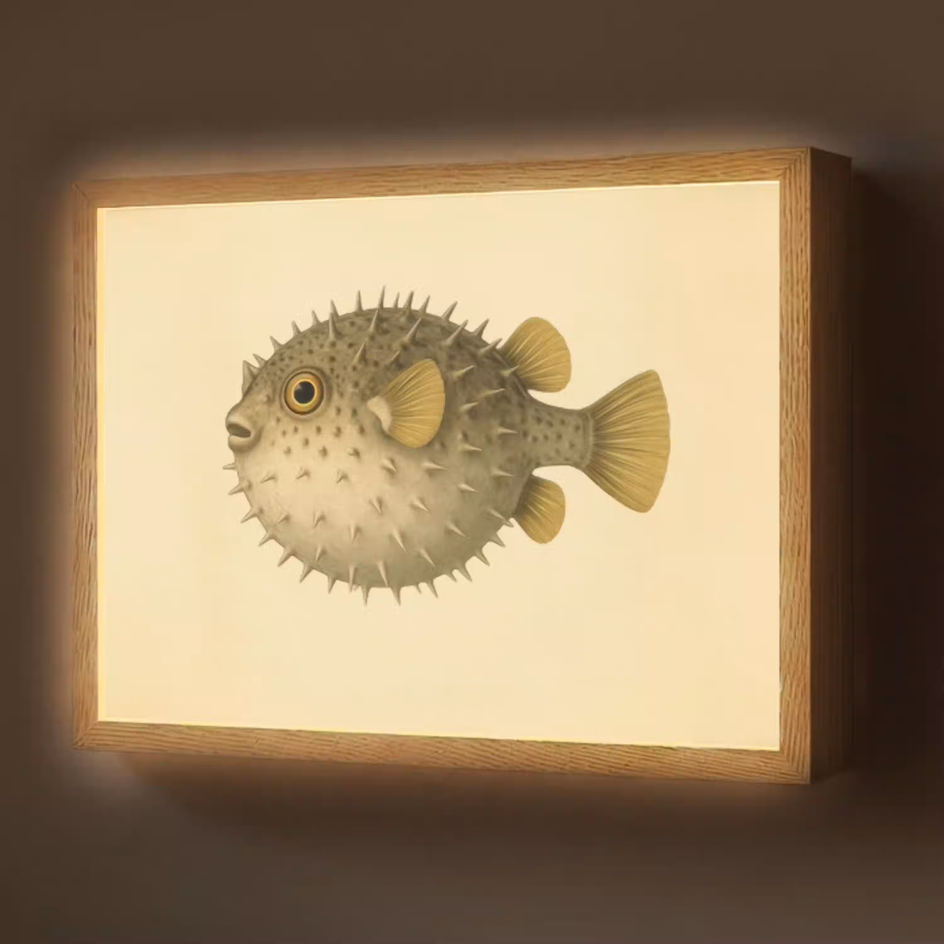 Stekels - Vis - Opgeblazen - Bruin Light Box met batterij (Wandlamp) middel -z3d_website