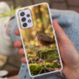 Houtsnip - Bos - Bladeren - Herfst - Gecamoufleerd Hoesje Samsung Galaxy A52 5G met koord klein -sfeer3