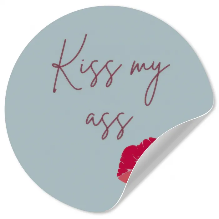Kiss my ass - Lip - Blauw Wandcirkel behangsticker klein -3d