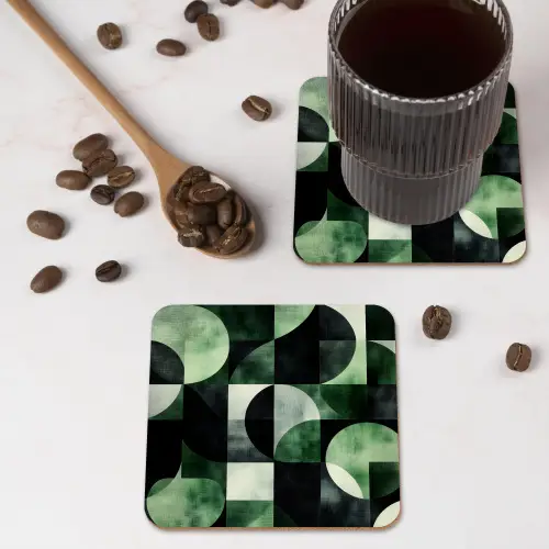 Abstract - Groen - Vormen onderzetter kurk middel -sfeer2