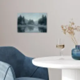 Bos - Meer - Mist - Natuur - Grijs poster papier klein -sfeer3