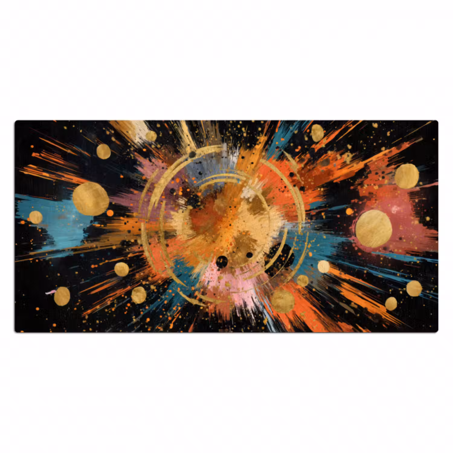 Schreibtischunterlage - Explosion - Farbtextur - Gold - Abstrakt