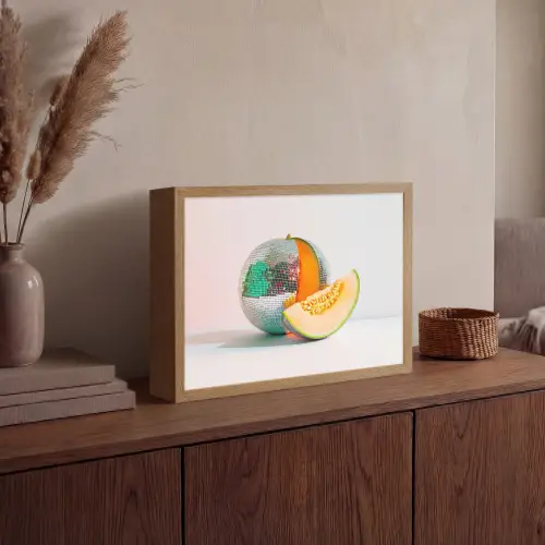 Disco - Discobal - Meloen - Pastel Light Box met batterij (Wandlamp) middel -sfeer2