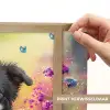 Hond - Bloemen - Natuur - Puppy - Bordercollie Light Box met batterij (Wandlamp kind) middel -USP_websiteprintNL