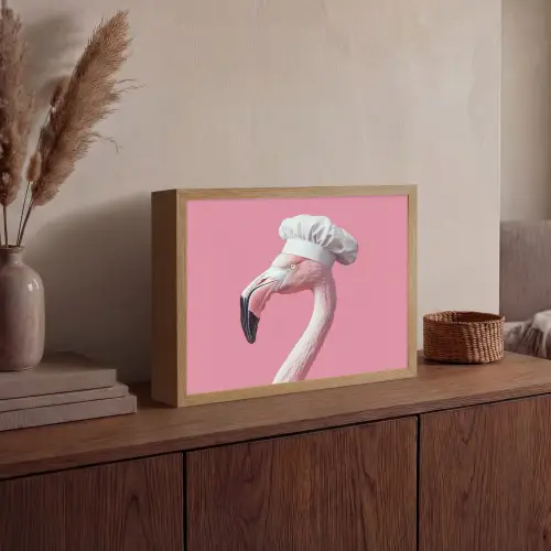 Flamingo - Roze - Koksmuts - Vogel Light Box met batterij (Wandlamp) middel -sfeer2