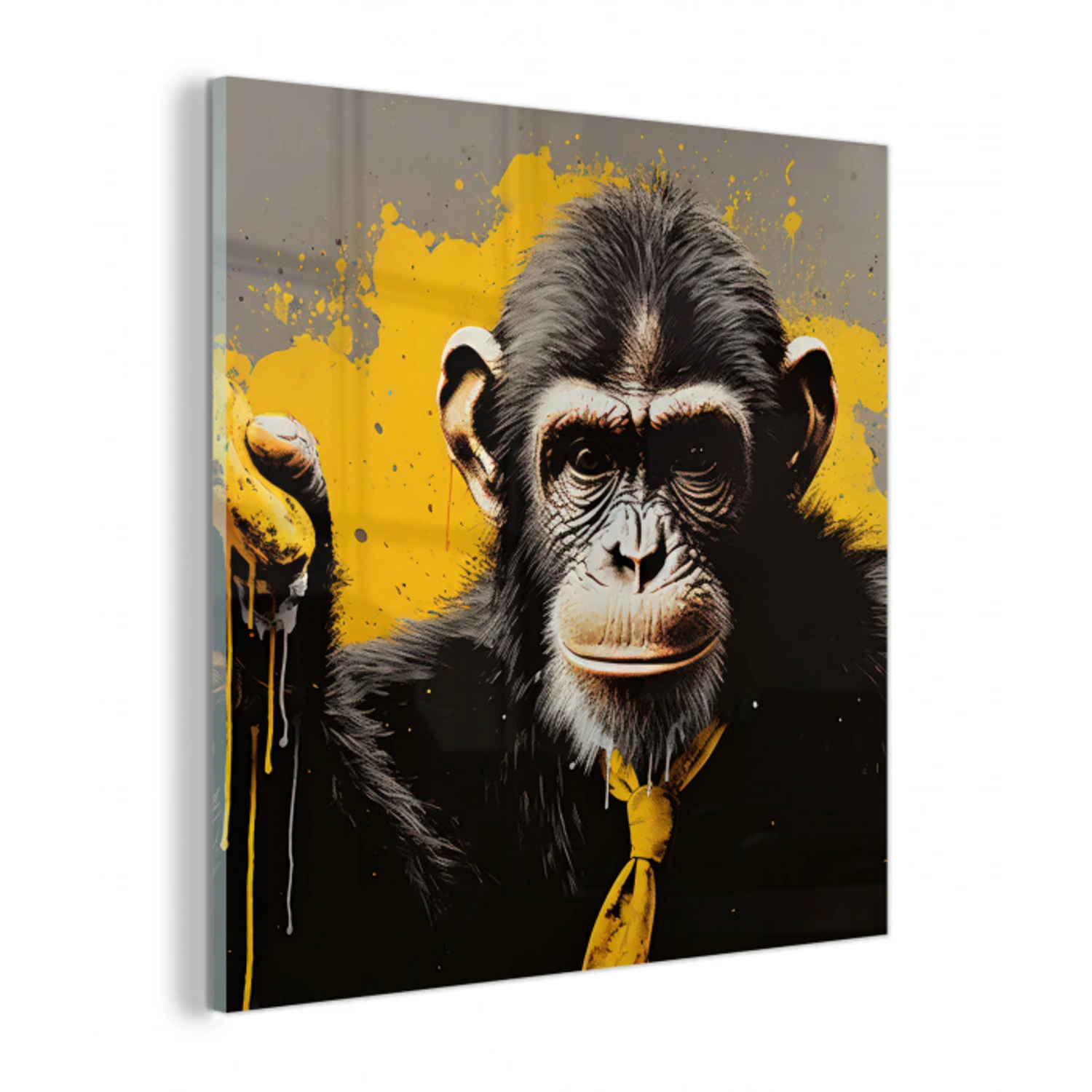 Aap - Chimpansee - Banaan - Geel - Dieren - Stropdas plexiglas 5mm klein -z3d
