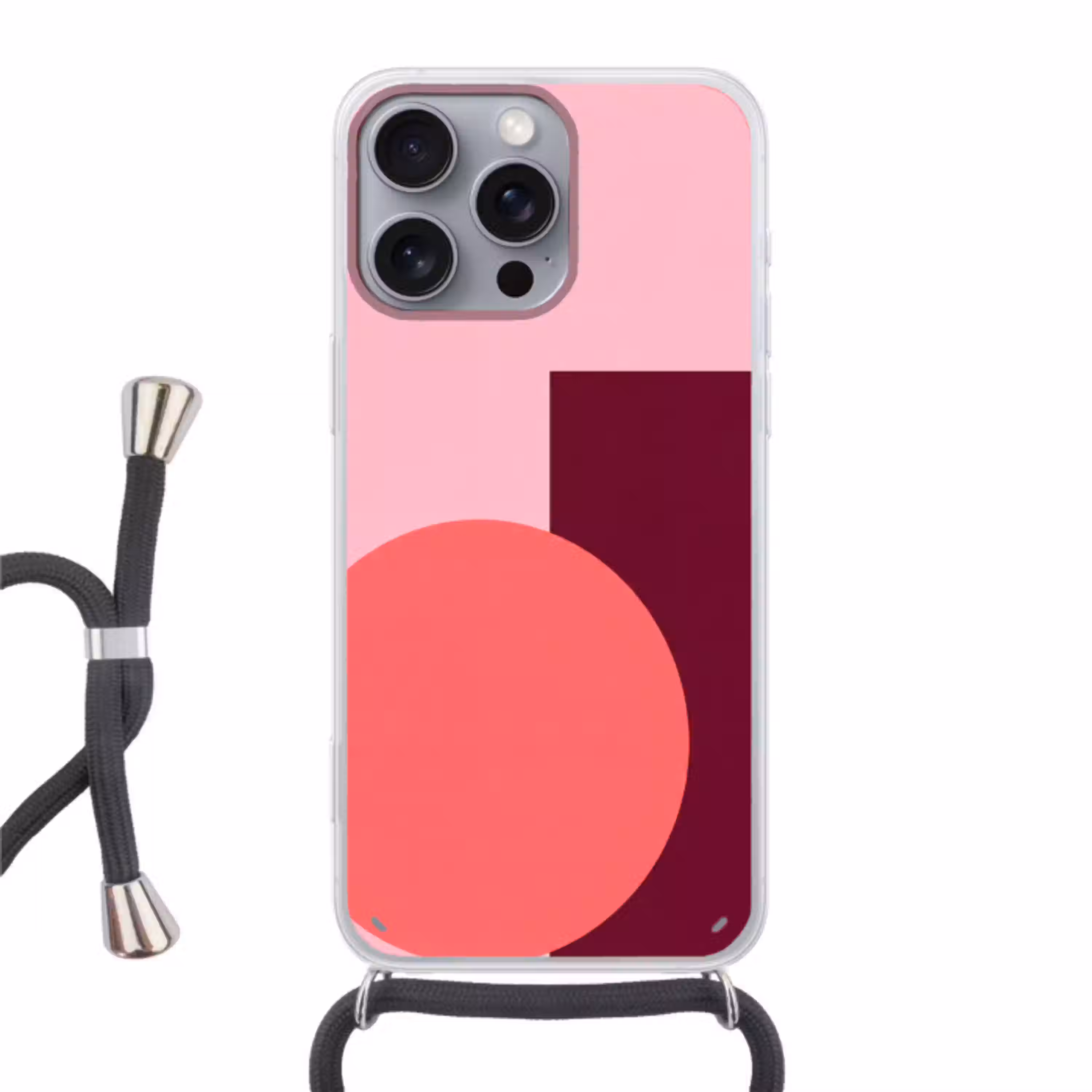Abstract - Vormen - Roze - Modern - Design Hoesje iPhone 16 Pro Max met koord klein -3d