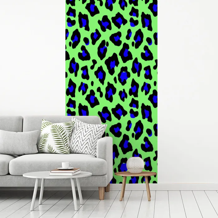 Panterprint - Blauw - Groen fotobehang vinyl groot 64 -woonkamer