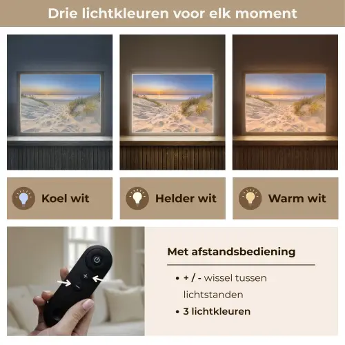 Duin - Zonsondergang - Horizon - Strand - Gras Light Box met batterij (Wandlamp) middel -USP_lichtkleurNL