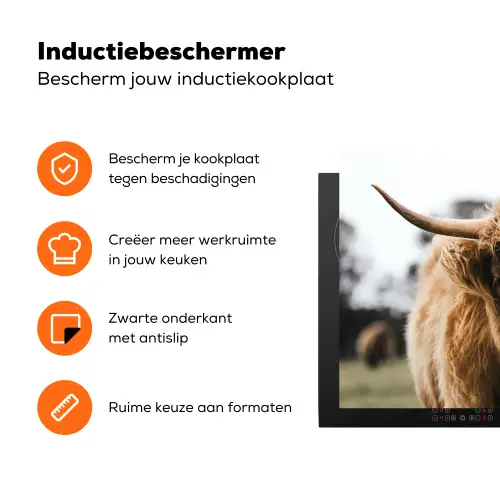Schotse Hooglander -  Koe - Gras - Dieren - Natuur Inductie beschermer vinyl 3mm klein -zzzzzzz-td-ups