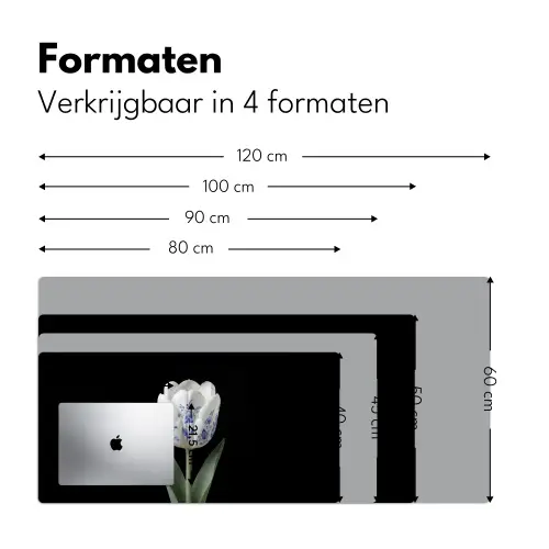Tulp - Patroon - Blauw Muismat XXL klein -sfeer5