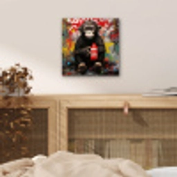 Aap - Graffiti - Dieren - Kunst - Flesje - Kleuren aluminium wit klein -sfeer3