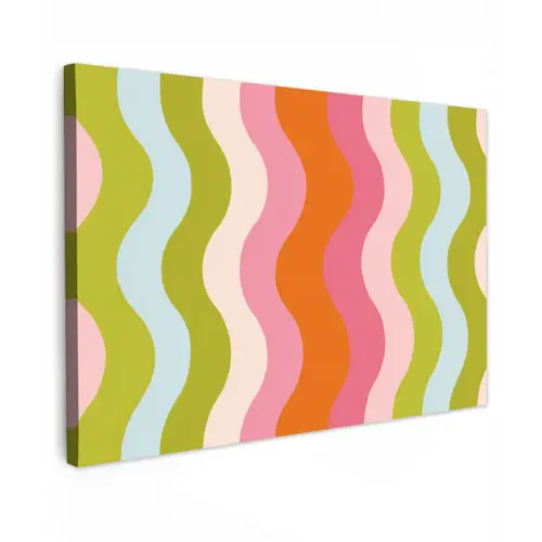 Banen - Golven - Kleurrijk - Verticaal canvas 2cm klein -z3d