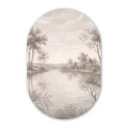 Terras - Water - Natuur - Landschap Wandcirkel Ovaal Forex klein -3d