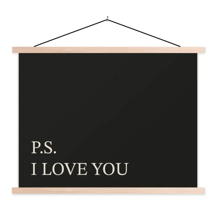 Zwart - Minimalistisch - Valentijn textielposter latten blank klein -3d