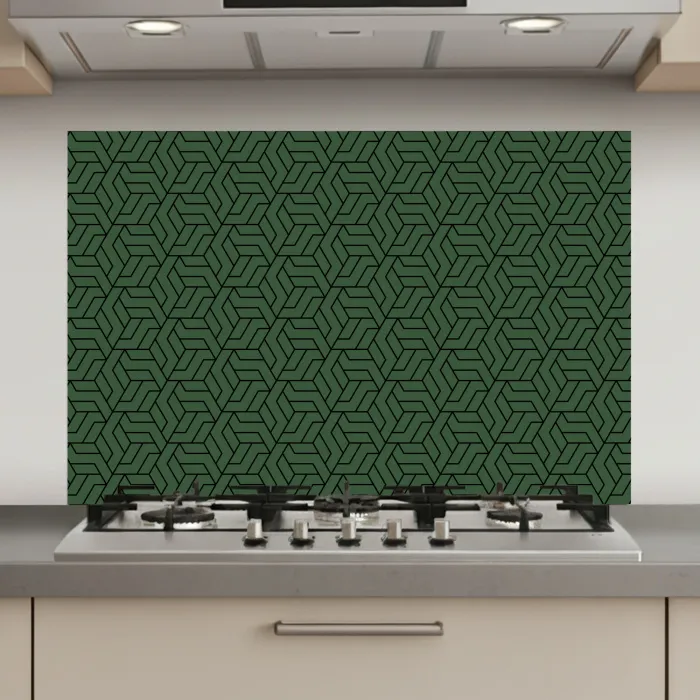 Donkergroen - Patroon - Lijnen - Zwart keuken achterwand spatscherm klein 900 -3d_website