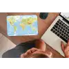 Wereldkaart - Staatkundig - Blauw - Aarde - Educatief muismat rubber klein -laptop
