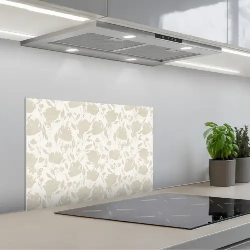 Bloemenpatroon - Silhouet - Wit keuken achterwand spatscherm klein 900 -3d_schuin